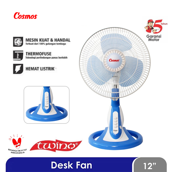 Cosmos Desk Fan 12" 12DSFTWINO - Biru